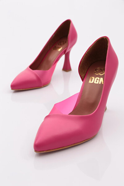 DGN Kadın Sivri Burun Parmak Dekolteli Yanı Transparan Uzun Topuklu Ayakkabı