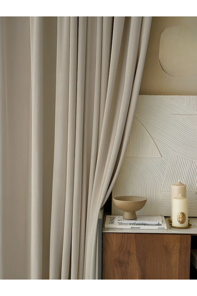 Ran Perde Düz Fon Perde -Pilesiz - Tek Kanat - Koyu Krem