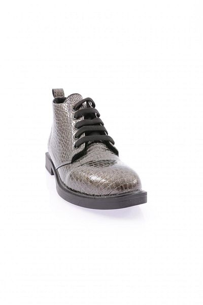 DGN Γυναικεία μποτάκια με κορδόνια Platinum Crocodile 33321097