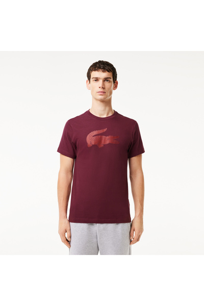 Lacoste Erkek Regular Fit Bisiklet Yaka Baskılı Bordo T-Shirt