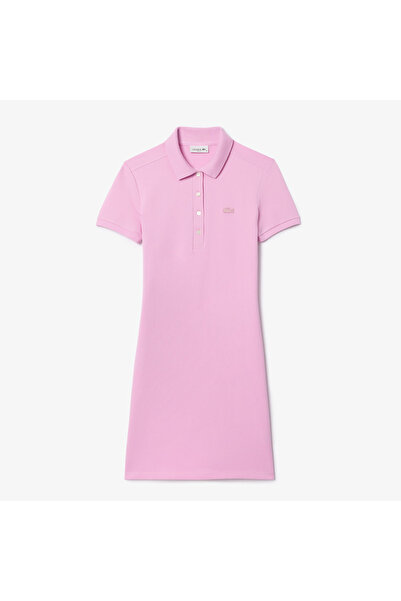 Lacoste Kadın Straight Fit Polo Yaka Pembe Elbise