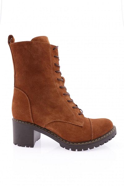 DGN Genuine Leather Tan Suede Women's Boots - 332102882