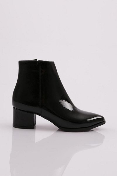 DGN Women's Pointed Toe Heeled Ankle Boots Black Wrinkled 291918212674
