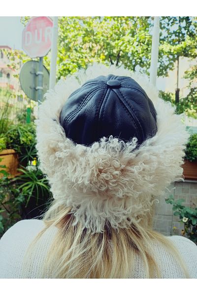 hoaryage Curly Toscan Sheep Fur Inside Börk, Hat, Beanie