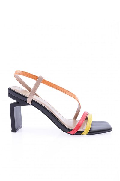 DGN Women's Blunt Toe Cross Strap Heeled Sandals Black Color 21101132859