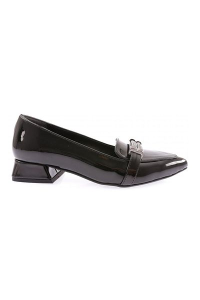 DGN 014 Women's Pointed Toe - Silver Stone Detailed Heeled Ballerinas