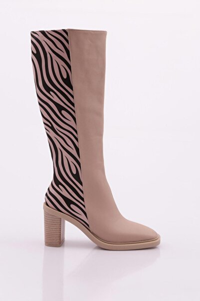 DGN Γυναικείες Μπότες Μπεζ Ζέβρα 218212821