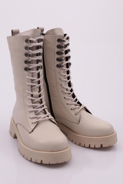 DGN Women's Lace-Up Boots Off-White Napa 326313