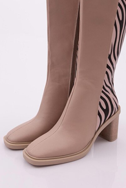 DGN Γυναικείες Μπότες Μπεζ Ζέβρα 218212821