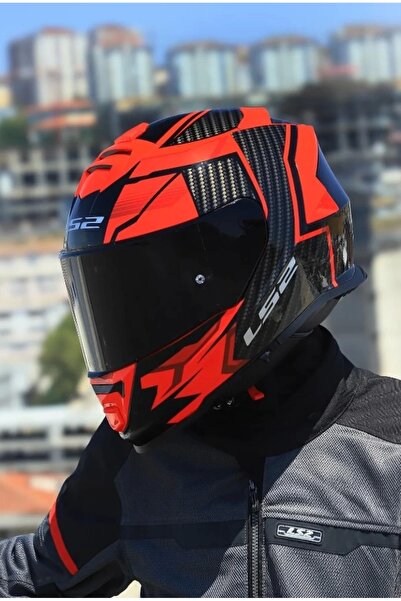 LS2 STORM 2 TRACKER SİYAH-KIRMIZI KASK (SİYAH+ŞEFFAF CAMLI)