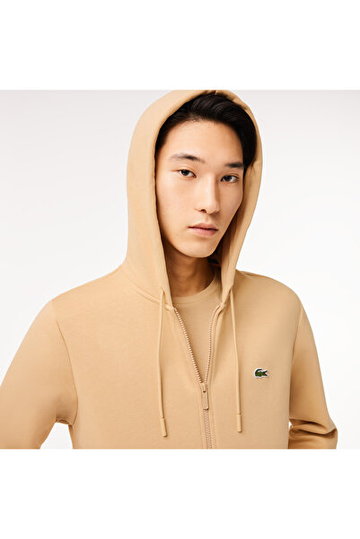 Lacoste Ανδρικό φούτερ με φερμουάρ σε μπεζ χρώμα