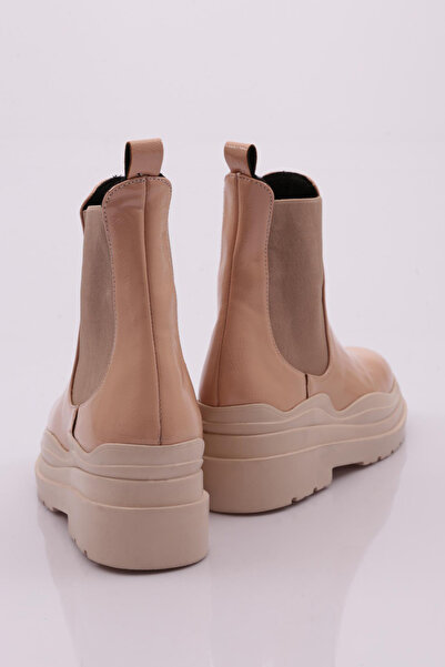 DGN Kadın Kalın Taban Sterch Deatylı Bot Nude Kırışık Rugan 1230173112674