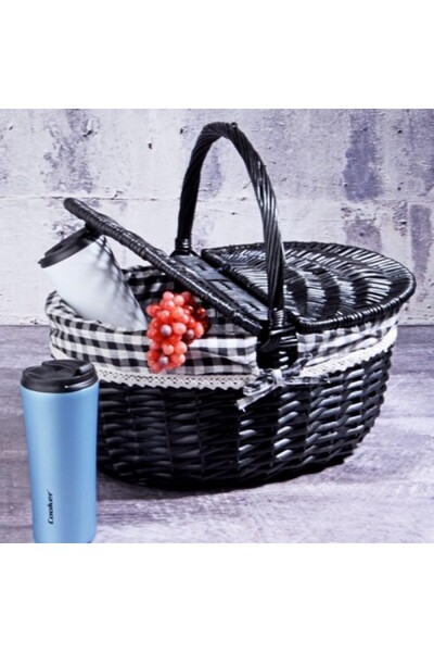 Kosova Lny-07 Чорний кошик для пікніка середнього розміру