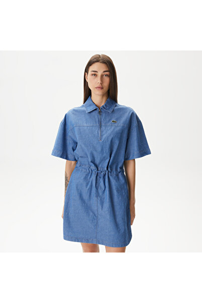 Lacoste Kadın Straight Fit Denim Mavi Elbise