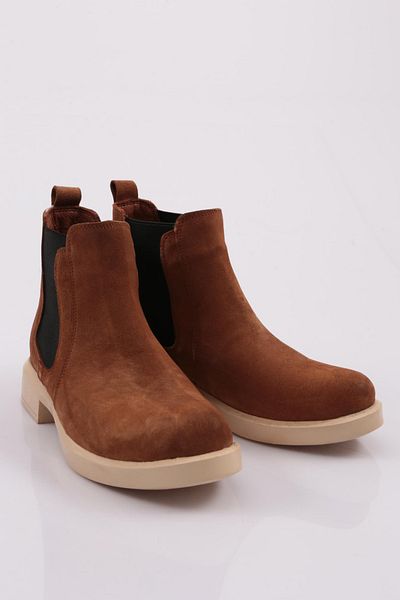 DGN 22531 Γυναικείες Stretch Λεπτομερείς Μπότες Tan Suede Γνήσιο δέρμα
