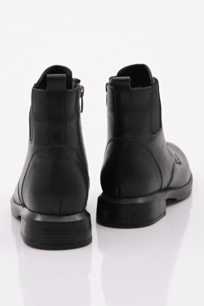 DGN Kadın Bağcıklı Fermuarlı Bot Siyah Hakiki Deri 33626210108