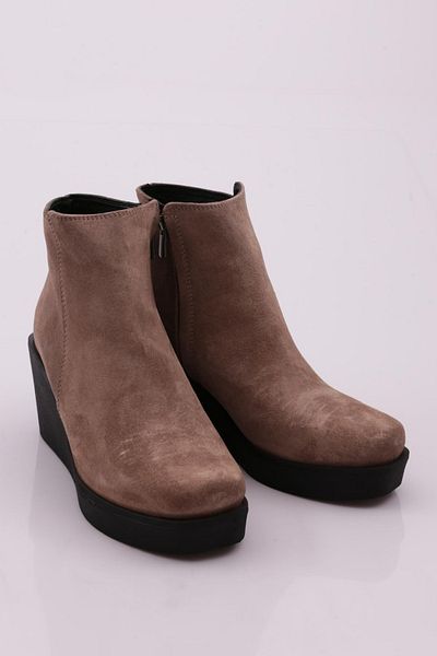 DGN 22540-22k Γυναικείες μπότες με σφήνα σόλα Mink Suede Γνήσιο δέρμα