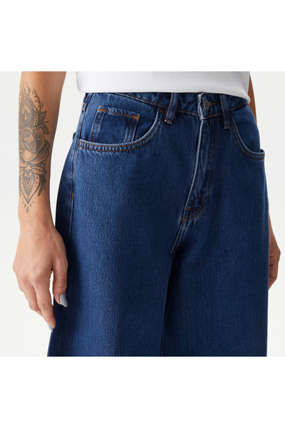 Lacoste Kadın Relaxed Fit Lacivert Denim Pantolon