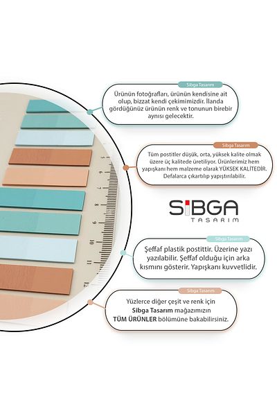 sibga tasarım Transparent Colored Postit Post-it Post ItBookmark Bookmark Postit Sticker Note Paper 200 Sheets