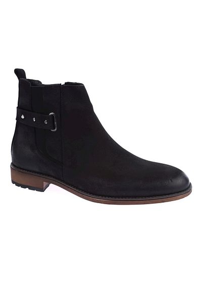 DGN Men's Chelsea Boots - 20K Black, Nubuck Genuine Leather, Fur Inside, Microlite 981731523210