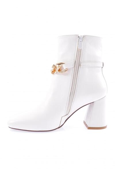 DGN Γυναικείες μπότες με τακούνι με αξεσουάρ αλυσίδας Λευκό 215162821