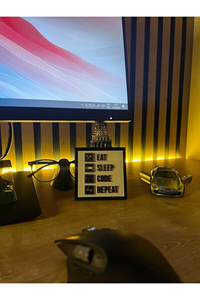 3DAKSESUAR Eat Sleep Code Repeat Masa Aksesuarı