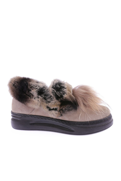 DGN Al06 Beige Women's Boots - Thick Sole and Furry