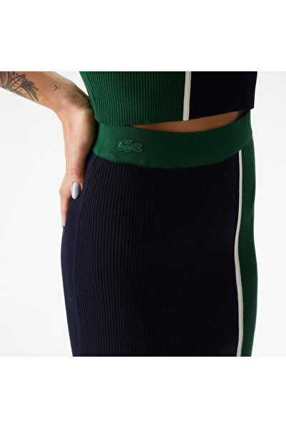 Lacoste Kadın Slim Fit Renk Bloklu Lacivert Etek