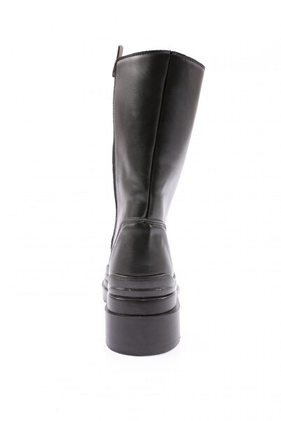 DGN Kadın Kalın Taba Bağcıklı Bot Siyah 1230173122674