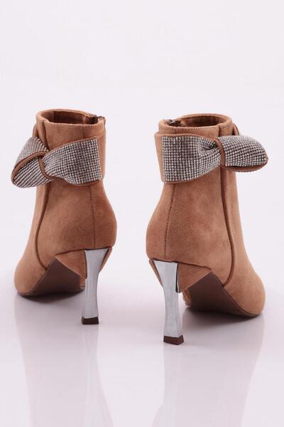 DGN Kadın Silver Taşlı Topuklu Bot Deve Tüyü 212112821