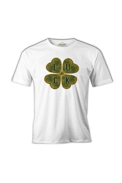 Lord T-Shirt Men's White T-shirt - Four Leaf Luck Clover Pattern