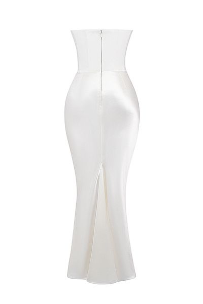 bontesel Corset Satin Crepe Evening Dress Dress Engagement Dress Promise Dress Wedding Dress White Satin Evening Dress