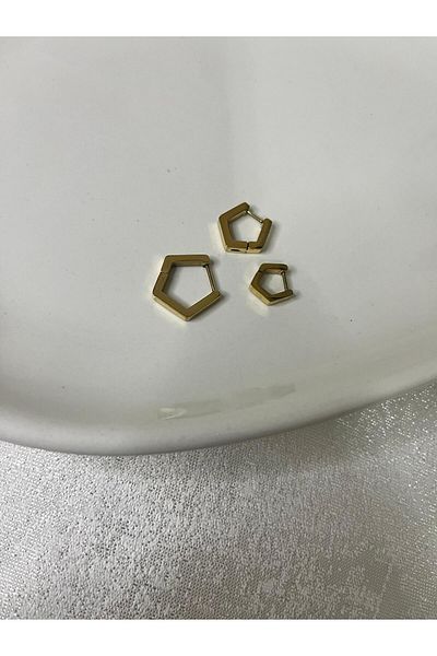 Mog Concept Stainless Tarnish Gold Color 3-Piece Model Steel Earrings