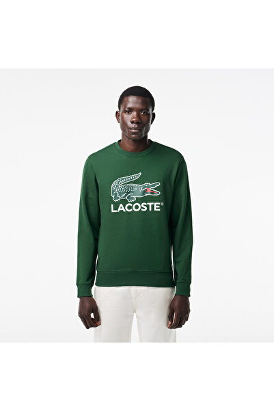 Lacoste Erkek Classic Fit Bisiklet Yaka Baskılı Yeşil Sweatshirt