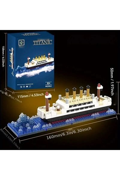 BUILDING BLOCK كتل بولدنج ثلاثية الأبعاد تيتانيك 350 قطعة للأعمار من 6 سنوات فما فوق هدية على شكل قارب