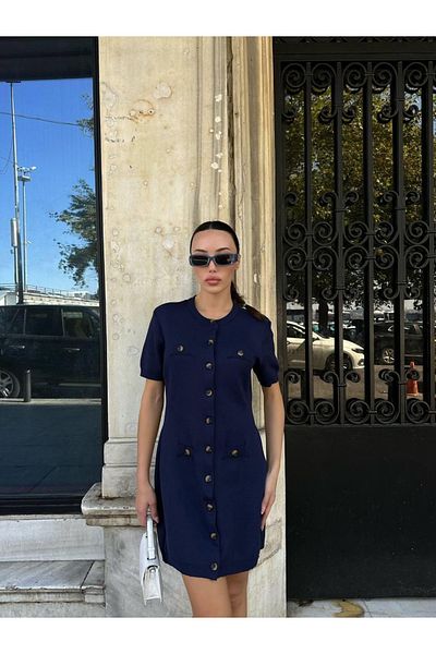 hot fashions فستان تريكو ناعم الملمس
