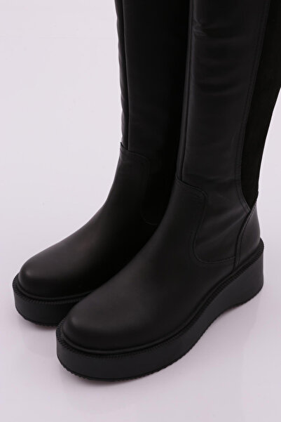 DGN Dámské vysoké kozačky na zip se silnou podrážkou černé Napa 336463