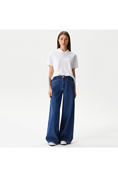 Lacoste Kadın Relaxed Fit Lacivert Denim Pantolon