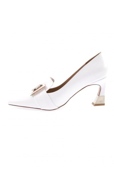 DGN Women's Metal Accessory Goblet Heeled Shoes White 41262821