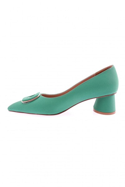 DGN Women's Metal Accessories Pointed Toe Thick Low Heel Shoes Green Scuba 54312821
