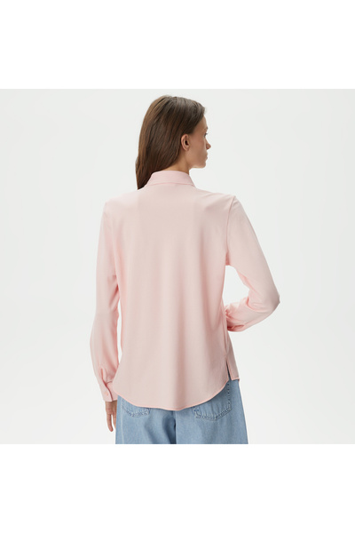 Lacoste Kadın Slim Fit Organik Pamuk Pembe Gömlek