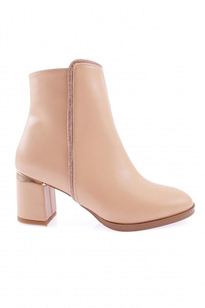 DGN Nude 404 Women's - Siler Stone Detailed Side Zipper Heeled Boots