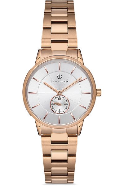 DAVID GUNER Rose Coated White Dial Women's Watch Dg-8192La-C1