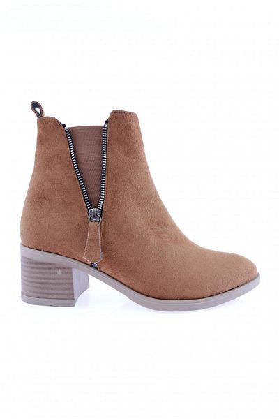DGN Γυναικείες μπότες με φερμουάρ Tan Suede 1011103275