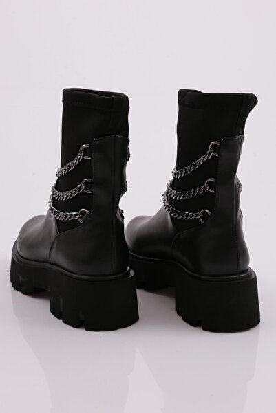 DGN Kadın Kalın Zincir Aksesuarlı Bot Siyah 15299173118