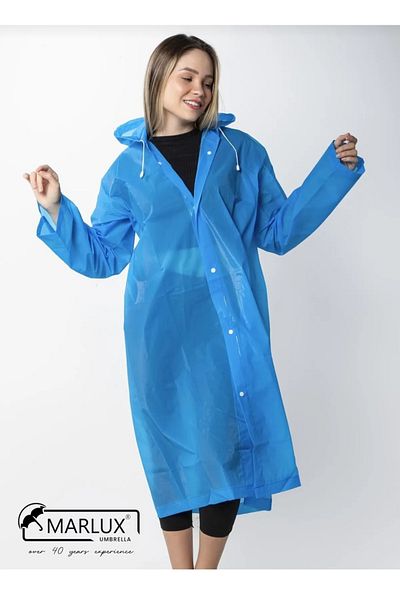 MATMEL Marlux Raincoat Women Men's Hooded Raincoat with Snap Fasteners