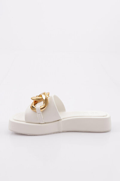 DGN Білі жіночі капці - металева застібка-ланцюжок, товста підошва 95533210