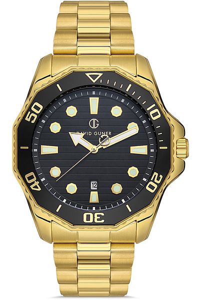 DAVID GUNER Men's Wristwatch Dg-8394Ga-B2 with Yellow Coated Black Dial