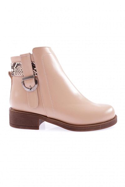 DGN Women's Buckle Low Heel Boots Nude Nude Snake 51123275