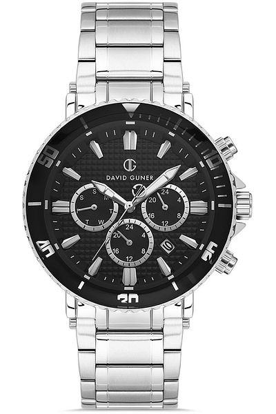 DAVID GUNER Silver Coated Multifunctional Men's Wristwatch with Black Dial - Dg-8424Ga-A2